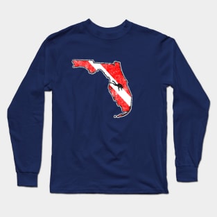 Vintage Dive Florida Scuba Diving State Map Dive Flag Distressed Long Sleeve T-Shirt